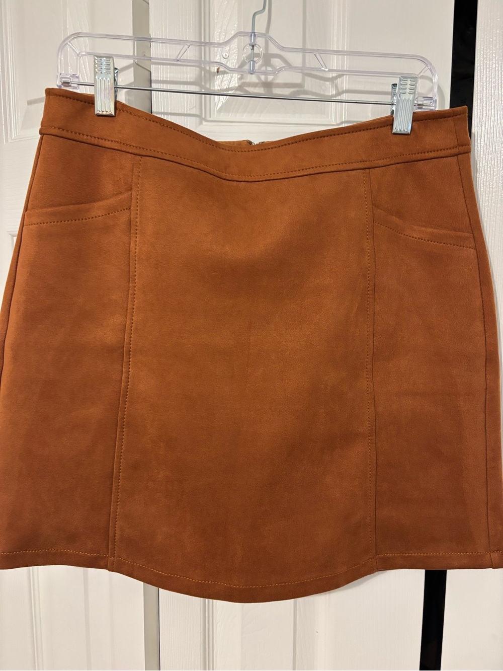 LOFT Faux Suede Mini Skirt in Rust Brown